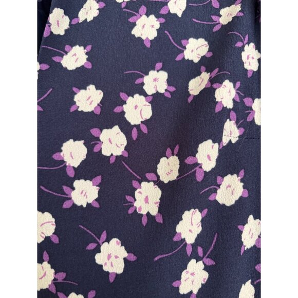 J. Crew Navy Blue Floral Print Long Sleeve Tiered Mini Dress - Picture 15 of 16